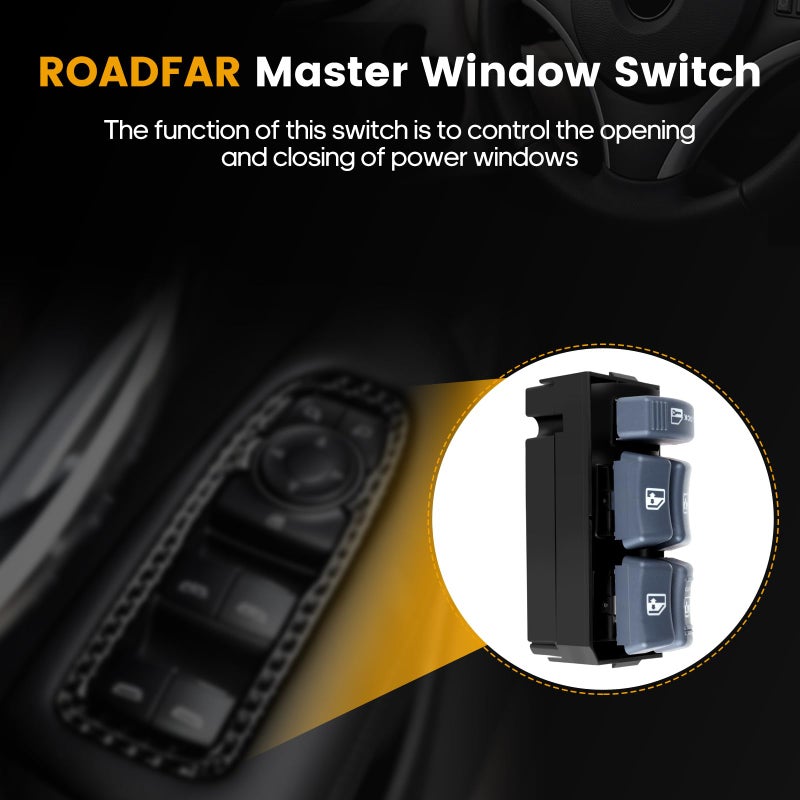 ROADFAR Window Switch Power Window Switch Master Control Power Window Switch Front Driver Side Replacement Parts fits for 1999-2000 Cadillac 1995-2005 for Chevrolet 1995-2004 GMC 15151360 - Image 2